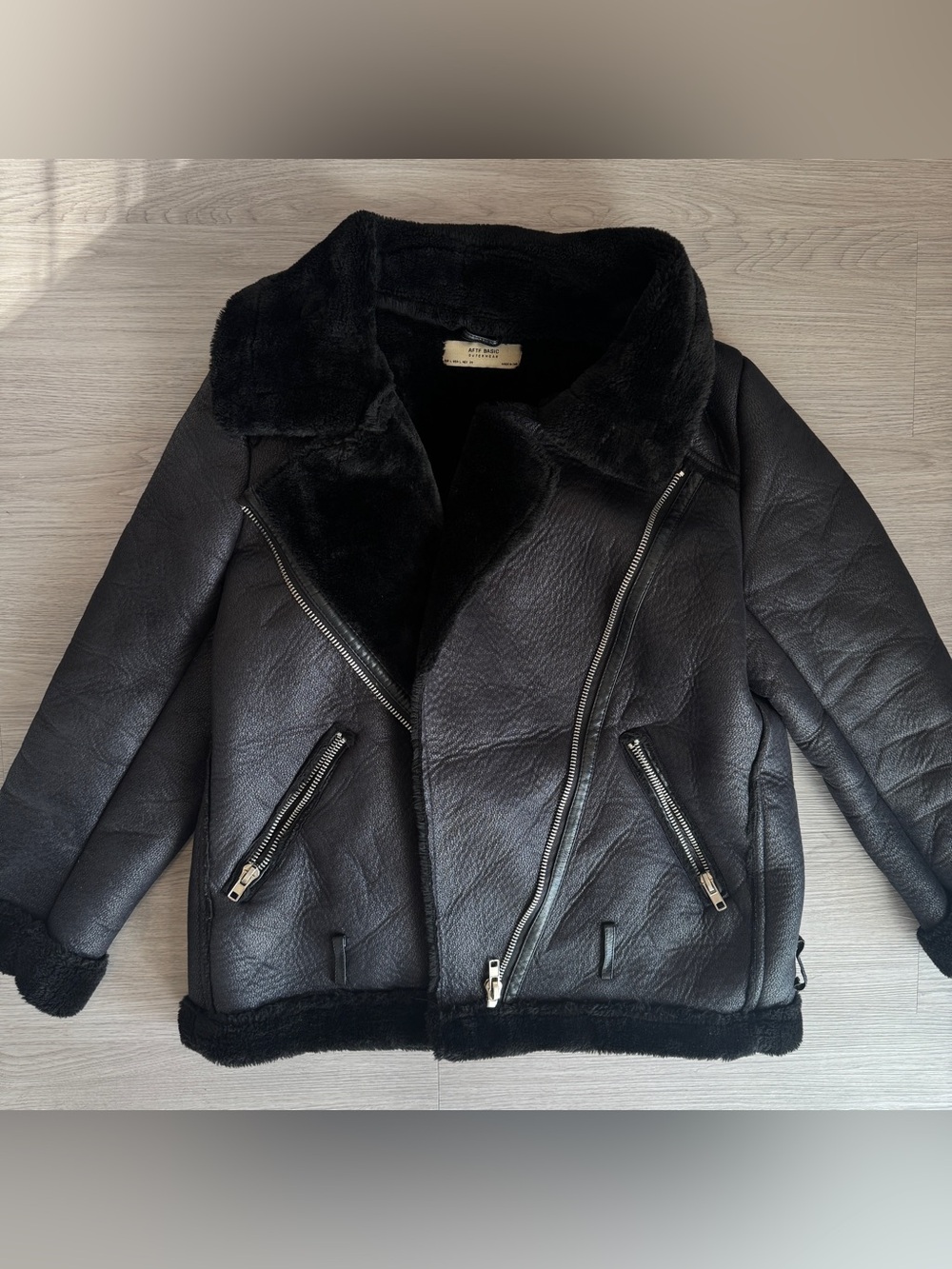 Black Faux Shearling Moto Jacket